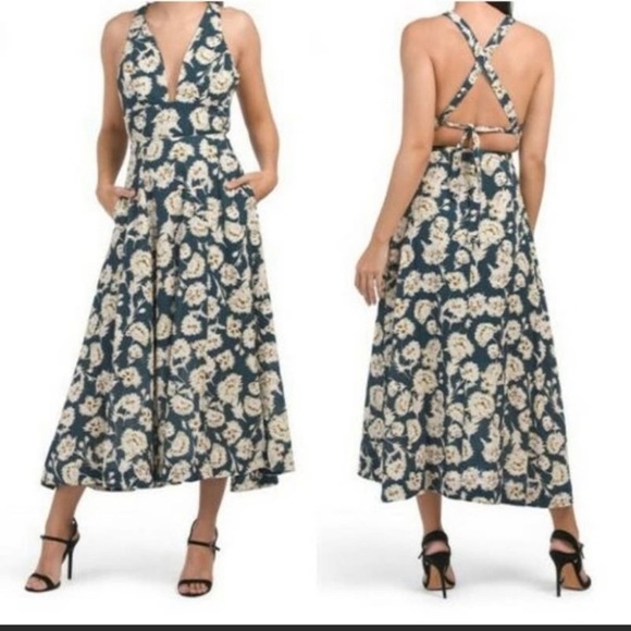 Nicholas Haisley green floral Dress Size 4 NWT